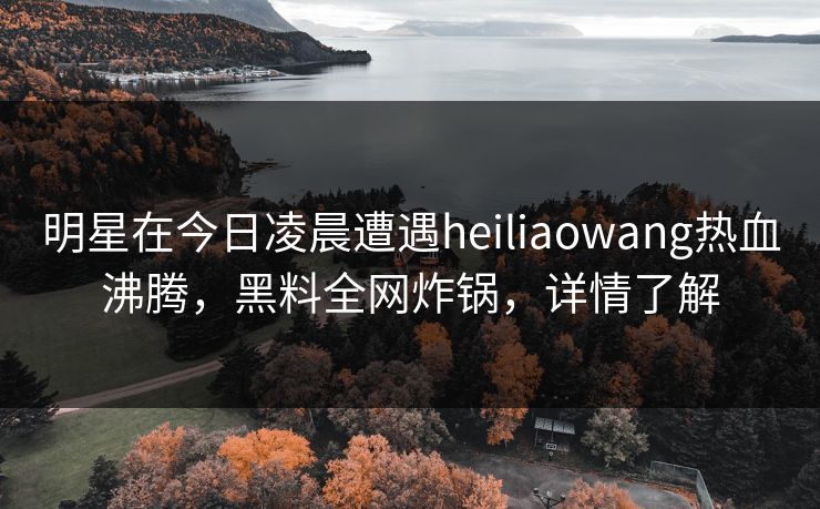 明星在今日凌晨遭遇heiliaowang热血沸腾，黑料全网炸锅，详情了解