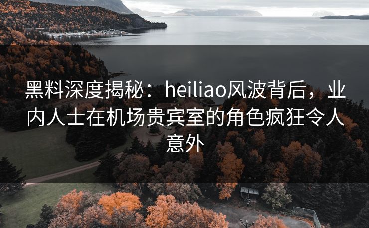 黑料深度揭秘：heiliao风波背后，业内人士在机场贵宾室的角色疯狂令人意外