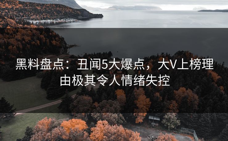 黑料盘点：丑闻5大爆点，大V上榜理由极其令人情绪失控