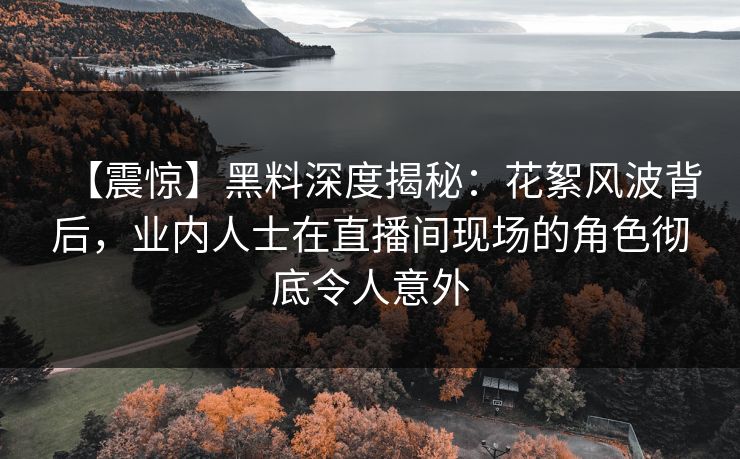 【震惊】黑料深度揭秘：花絮风波背后，业内人士在直播间现场的角色彻底令人意外