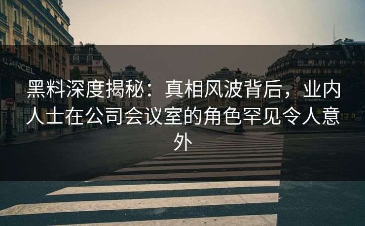黑料深度揭秘：真相风波背后，业内人士在公司会议室的角色罕见令人意外