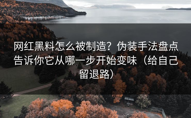 网红黑料怎么被制造？伪装手法盘点告诉你它从哪一步开始变味（给自己留退路）